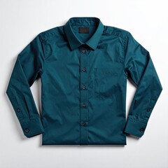 Teal collared shirt on white