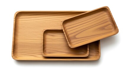 Three wooden trays of varying sizes stacked together.