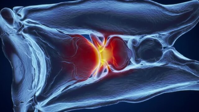 Animated Joint Pain Visualization Red and Yellow Inflammation Highlighted in Blue Anatomical Model