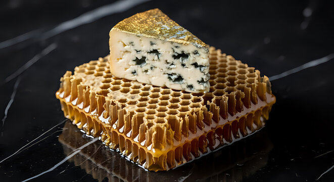 Indulge in artisan blue cheese with honeycomb, a decadent culinary experience perfect for gourmet food lovers and luxury lifestyle brands seeking elegance