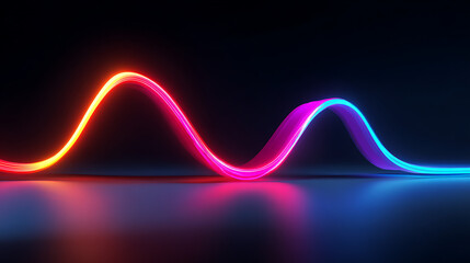 Vibrant neon wave flows dynamically with glowing light trails, creating an energetic abstract visual for modern tech and design concepts.