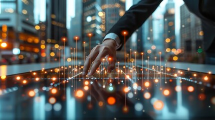 Businessman leverages data insights and analytics for strategic decision making success