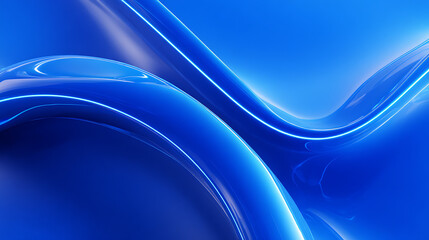 Abstract flowing blue waves with glowing neon light lines create a futuristic, dynamic visual for technology and innovation backgrounds