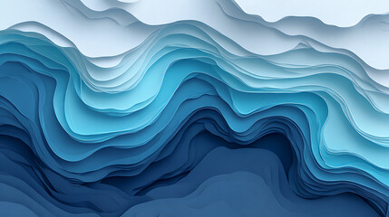 Fototapeta premium Abstract layered ocean waves in shades of blue, evoking tranquility and depth, perfect for modern design projects