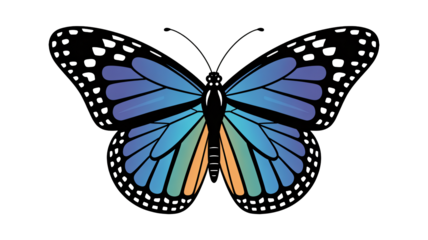 Vibrant butterfly with stunning blue and orange gradient wings