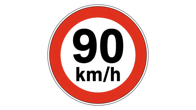 Speed limit sign 90 km/h advisory warning driving regulation