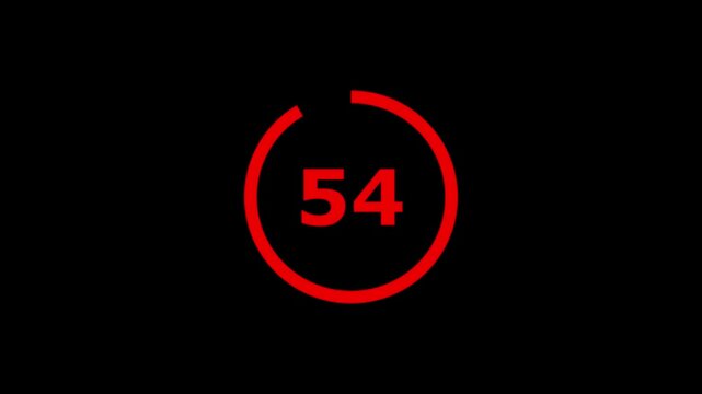Full-screen cinematic shot of a 60-second digital countdown timer, displaying bold numbers counting down from 60 to 1. Each digit animates