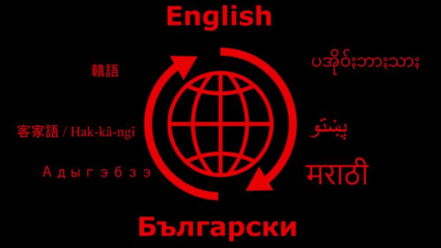 A solid icon of global languages, trendy editable. English language translation into Japanese language . translation