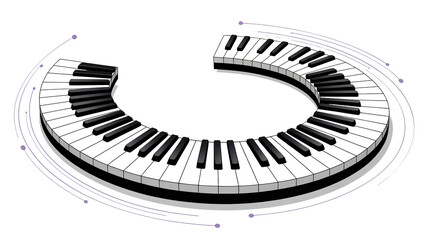 Modern piano keyboard design with creative sound wave elements