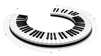 Modern piano keyboard design with creative sound wave elements