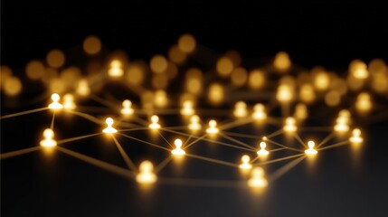 A glowing network of interconnected nodes resembling people, symbolizing communication and digital connections in a modern, abstract design.