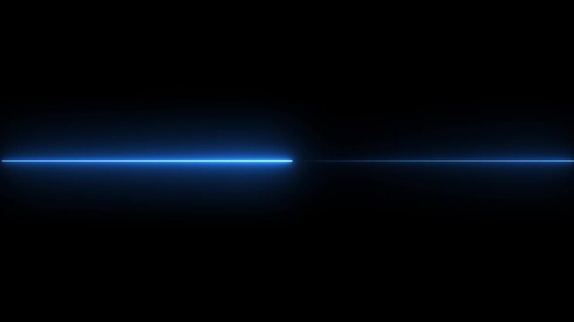 A thin, bright blue neon line with a glowing effect extending horizontally across a black background