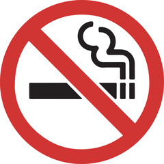 A circular no smoking sign with a cigarette black silhouette