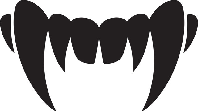 Vector illustration of vampire teeth black silhouette for Halloween design