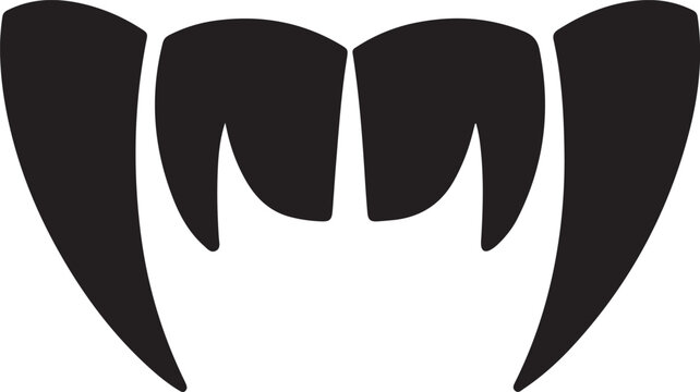 Vector illustration of vampire teeth black silhouette for Halloween design