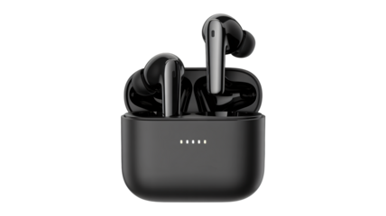 Sleek wireless earbuds in charging case for modern audio experience