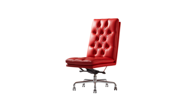Elegant red leather executive office chair with tufted back