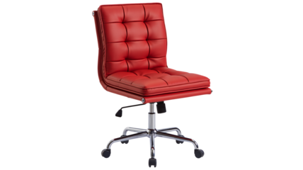 Modern red executive office chair with tufted upholstery