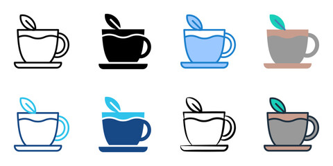Herbal tea icon set multiple style collection 
