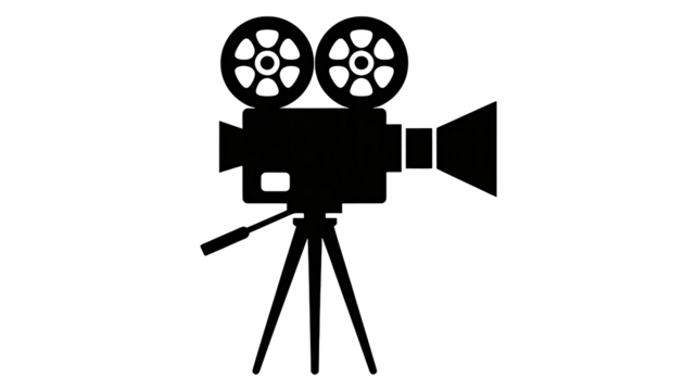 Vintage film camera silhouette for cinematic creation and storytelling