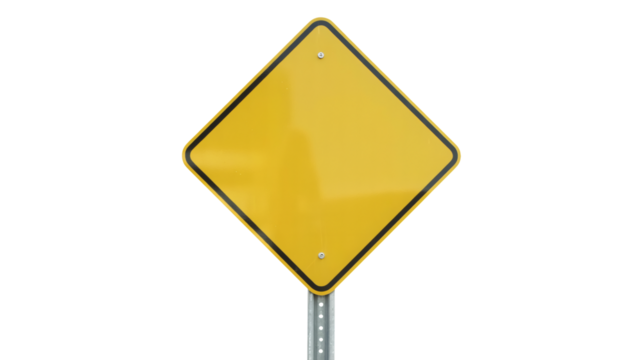 Blank yellow diamond road sign ready for custom message
