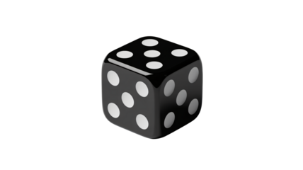 Sharp black die with white dots, ready for game night fun