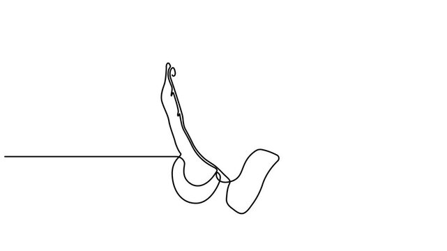 Continuous one line animation. Hands in a modern abstract minimalist one line style. Hand drawn animated motion graphic element of praying palms. 4k video
