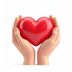 Hands hold aloft a shiny, perfect red heart
