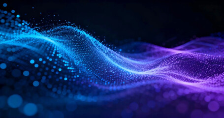 abstract technology background featuring digital particle waves