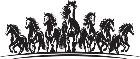 set of horses vector silhouette 