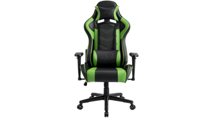 Ergonomic gaming chair with vibrant green accents for comfort