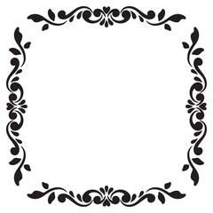 Oval black and white silhouette frame. Copy space. Vector clip art.