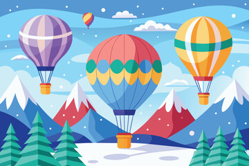 hot air balloon in winter