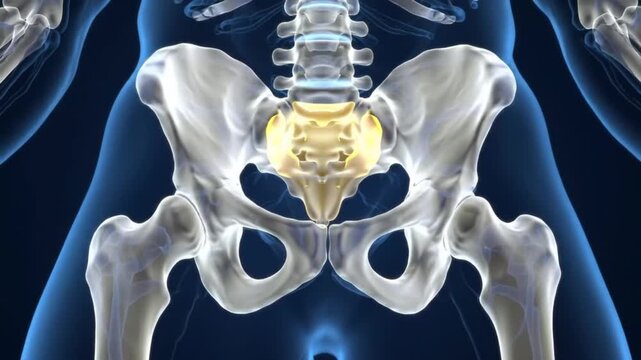 Human Pelvis Anatomy Animation Detailed Skeletal Structure and Lumbar Spine View