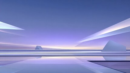 Futuristic science fiction space with minimalist architectural style.