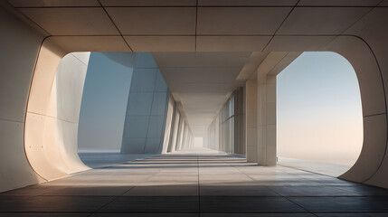 Fototapeta premium Modern Architectural Composition with Clean Lines and Natural Light in a Cinematic Setting