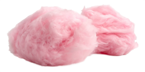 Two Piles of Pink Cotton Candy with Delicate Wispy Texture Isolated candy floss sweet isolated on a transparent background