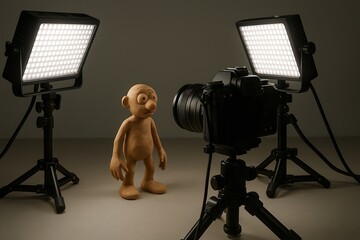 Clay Character Photoshoot with Studio Lights and Camera