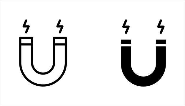 Magnet icon set. Horseshoe icon. Magnet horseshoe line icon. Magnet symbol vector illustration on white background