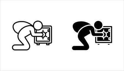 Thief icon set. Burglar, bandit symbol vector illustration on white background