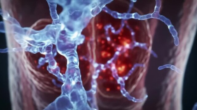 Microscopic View Veins and Blood Cells Flowing Through the Bodys Circulatory System