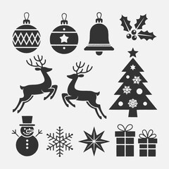 Christmas Silhouette Vector,Christmas Elements SVG,Christmas Silhouette , Christmas SVG ,Snowman Svg ,Santa Claus Svg ,Holiday Svg ,Winter svg
