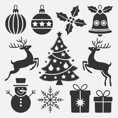 Christmas Silhouette Vector,Christmas Elements SVG,Christmas Silhouette , Christmas SVG ,Snowman Svg ,Santa Claus Svg ,Holiday Svg ,Winter svg