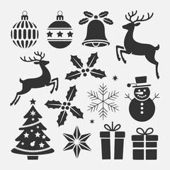 Christmas Silhouette Vector,Christmas Elements SVG,Christmas Silhouette , Christmas SVG ,Snowman Svg ,Santa Claus Svg ,Holiday Svg ,Winter svg