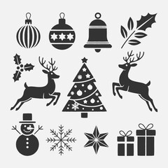 Christmas Silhouette Vector,Christmas Elements SVG,Christmas Silhouette , Christmas SVG ,Snowman Svg ,Santa Claus Svg ,Holiday Svg ,Winter svg