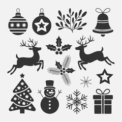 Christmas Silhouette Vector,Christmas Elements SVG,Christmas Silhouette , Christmas SVG ,Snowman Svg ,Santa Claus Svg ,Holiday Svg ,Winter svg