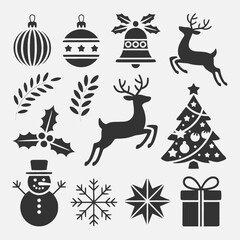 Christmas Silhouette Vector,Christmas Elements SVG,Christmas Silhouette , Christmas SVG ,Snowman Svg ,Santa Claus Svg ,Holiday Svg ,Winter svg