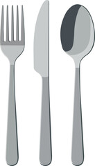 Essential modern silverware set including fork, knife, and spoon, perfect for culinary inspiration and dining presentations.