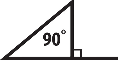 Right angle triangle with ninety degrees symbol geometry