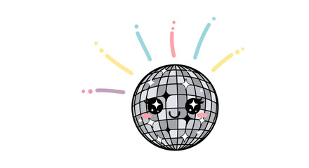 Enchanting disco ball character radiating positivity and sparkling joyful energy for dance nights